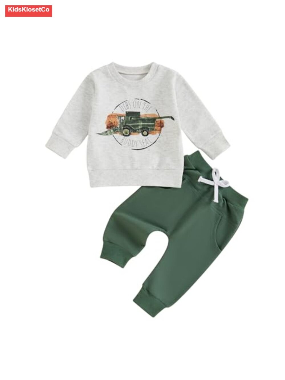 Toddler Boy Tractor Print Long Sleeve Sweatshirt & Pants Set Cotton Blend